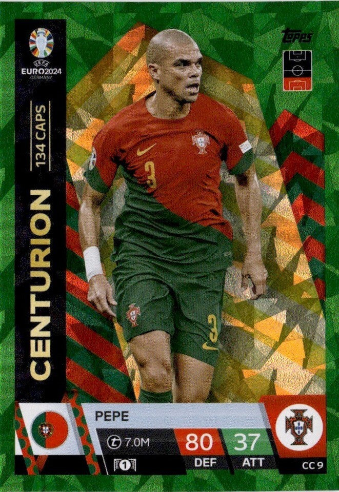 Match Attax Euro 2024 Pepe Green Emerald Parallel Centurion UEFA Topps Card